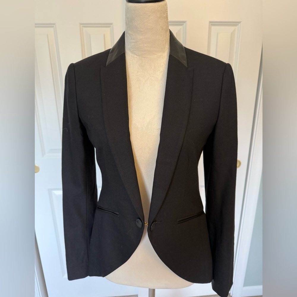 Rag & Bone Hubert Lamb Leather Wool Blazer Black